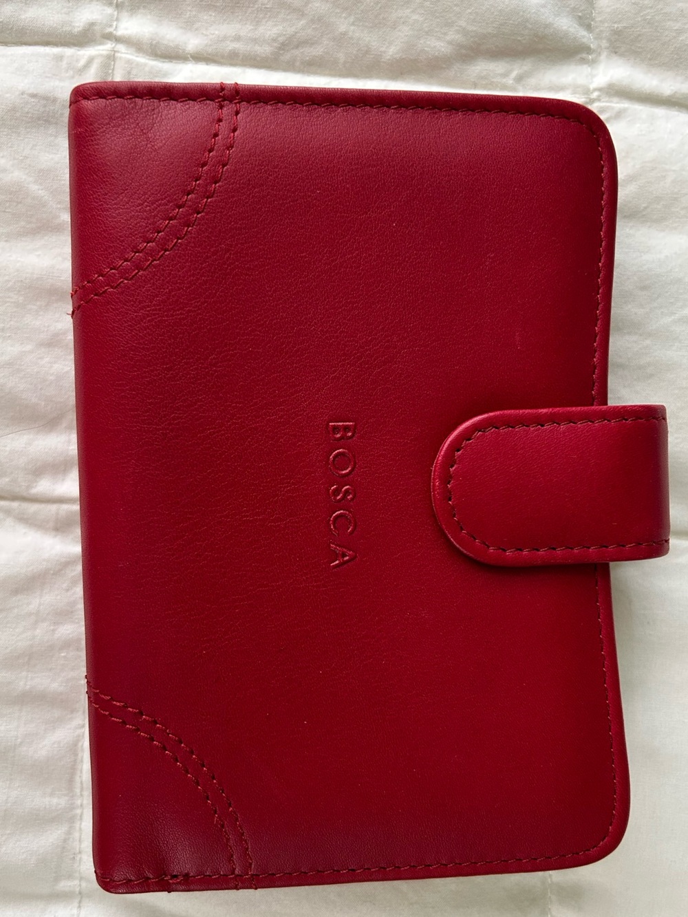 Bosca Red Leather wallet with Snap Tab